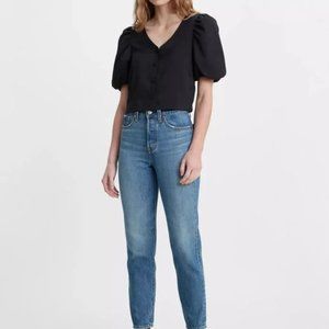 Levis Premium Wedgie Icon Fit Ankle Straight Jeans Womens 27 Blue Denim Revolve